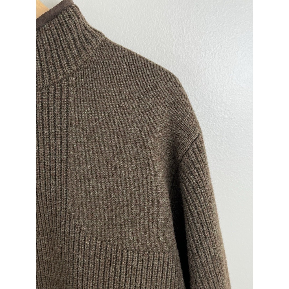 L.L. Bean Mens 1/4 Zip Waterfowl Lambswool Sweater Wind Stopper Goretex Sz Lg - Picture 7 of 10